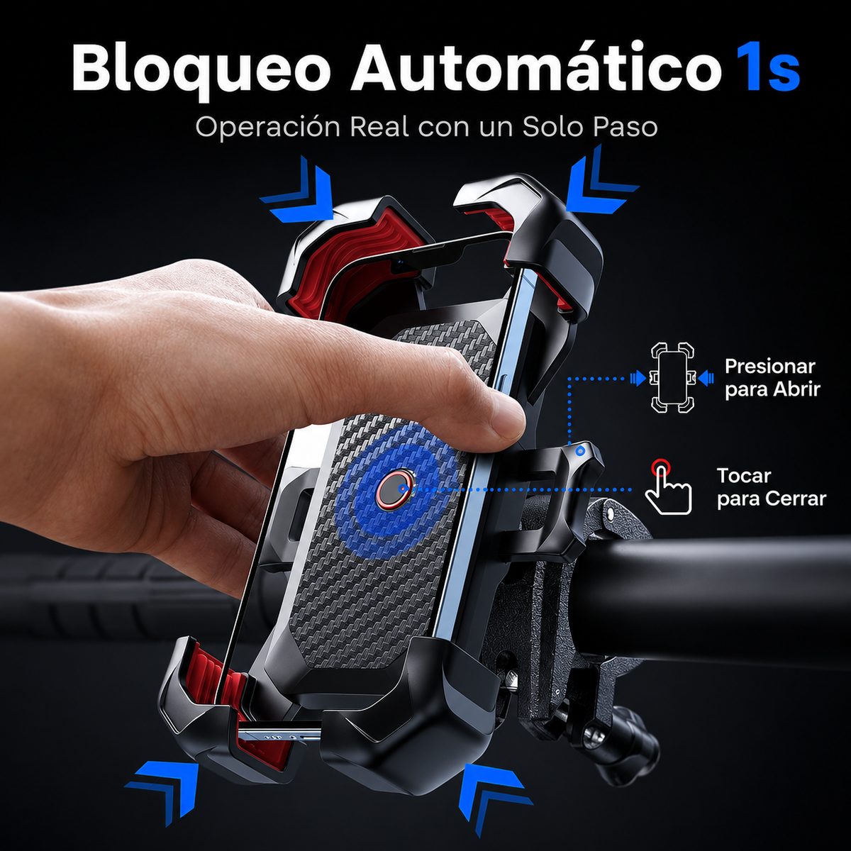 Soporte Universal de teléfono para motos y bicicleta, accesorio con vista de 360 °,Antivibración.