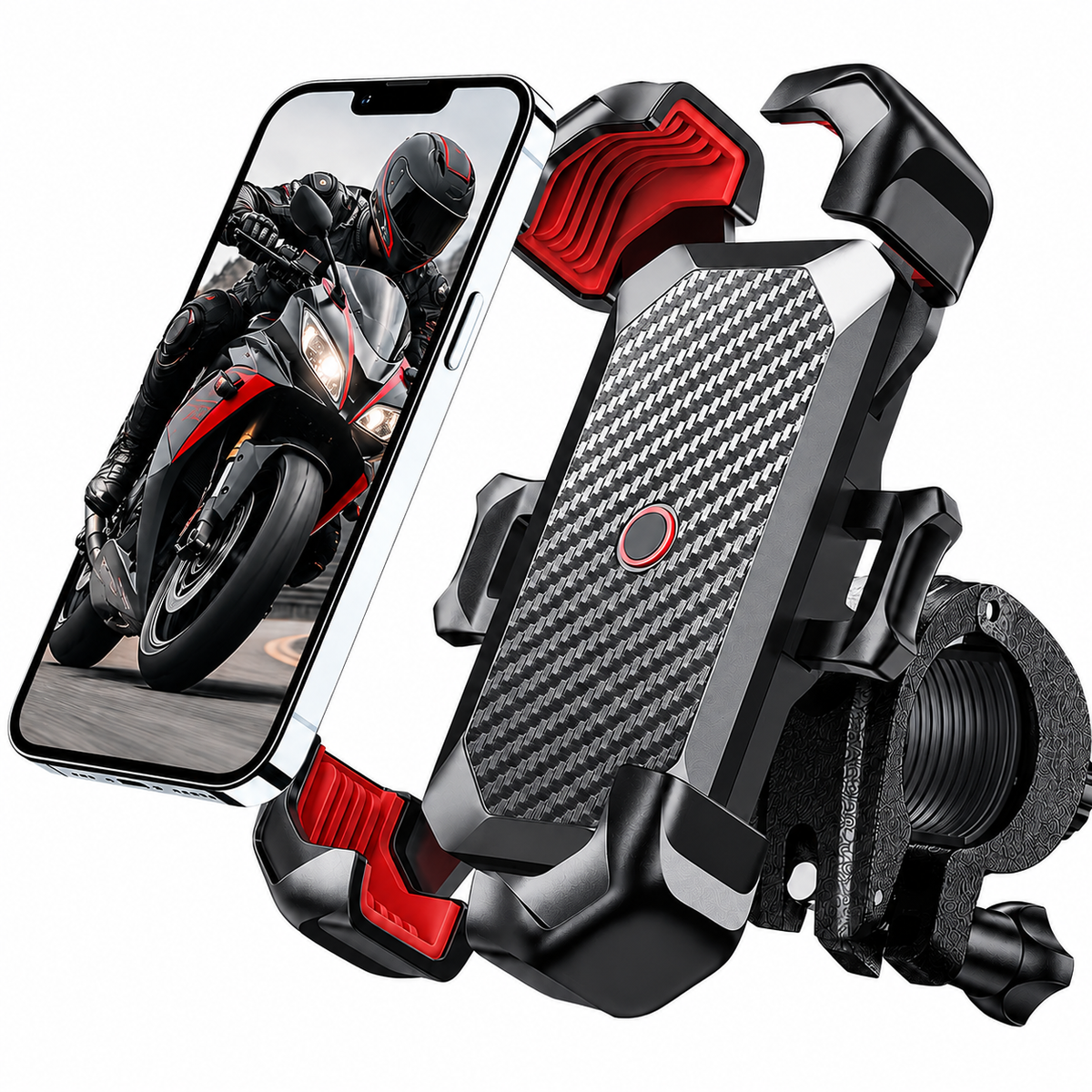 Soporte Universal de teléfono para motos y bicicleta, accesorio con vista de 360 °,Antivibración.